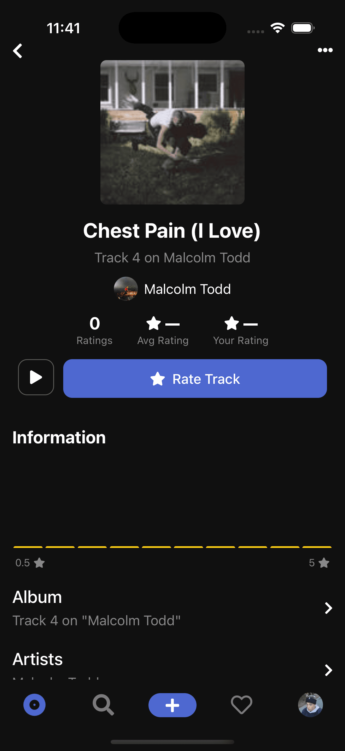 Track details with rating and album info